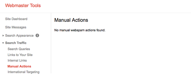 Webmaster Tools Manual Actions